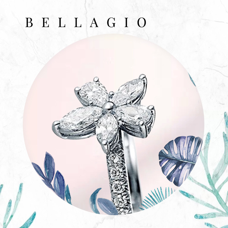 victoria系列花簇钻石戒指真钻女戒bellagio