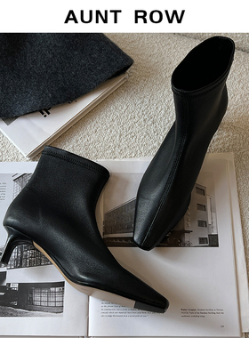 AuntRow24FW摩登暗影 意大利胎牛皮（方头）&进口弹力羊皮（尖头