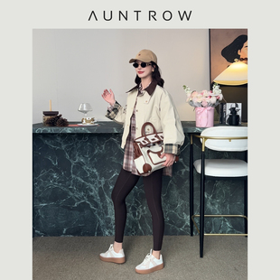 “遇上西雅图” 纯棉灯芯绒拼接 都市高智巴恩风撞色短款风衣外套