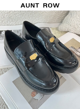 AuntRow24FW 圣安德鲁 本染牛皮&miu张元英同款金币乐福鞋