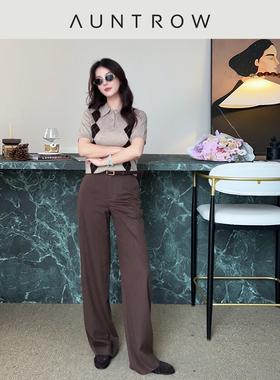 “智性优雅” 绵羊毛混纺 复古菱格学院POLO领直筒针织短袖上衣