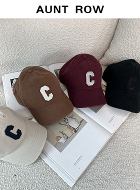 AuntRow24FW 燕麦树莓 100%匹马棉&时尚字母C软顶刺绣棒球帽