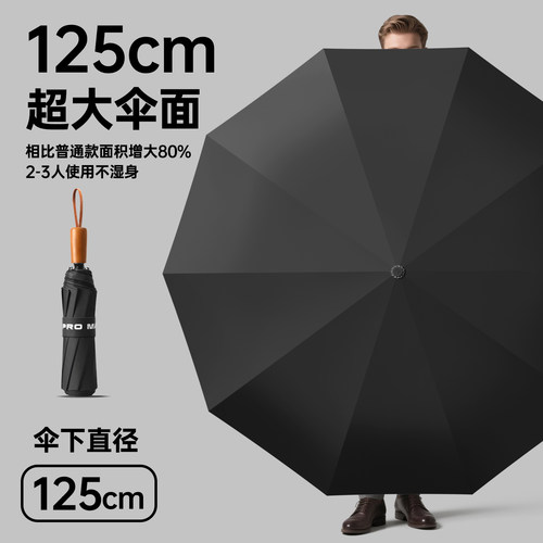 黑胶125cm双层超大折叠晴雨伞