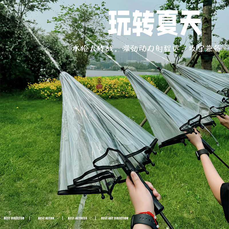 雨伞水枪伞透明直杆雨伞加固加厚图片