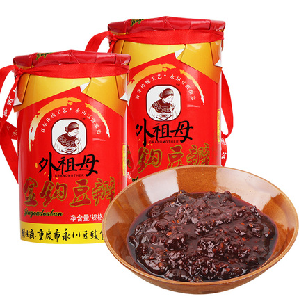 永川特产外祖母金钩豆瓣300g/筒四川红油蚕豆瓣川菜重庆胡豆瓣酱