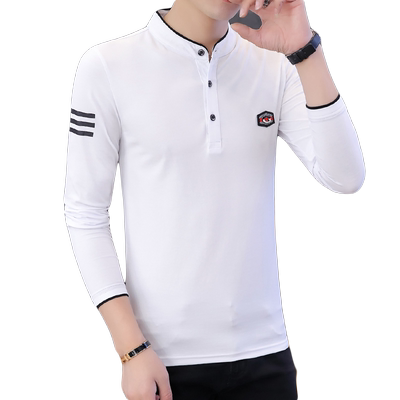 潮流春季新款学生立领长袖t恤