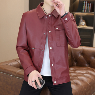 翻领潮流机车皮夹克 潮牌帅气派克服男款 2025新款 皮衣外套男春秋季