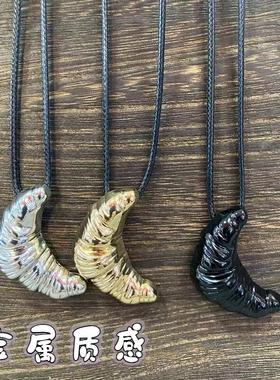 毛衣链秋冬牛角包金属黑绳项链毛衣链高级感轻奢小众锁骨链韩式潮