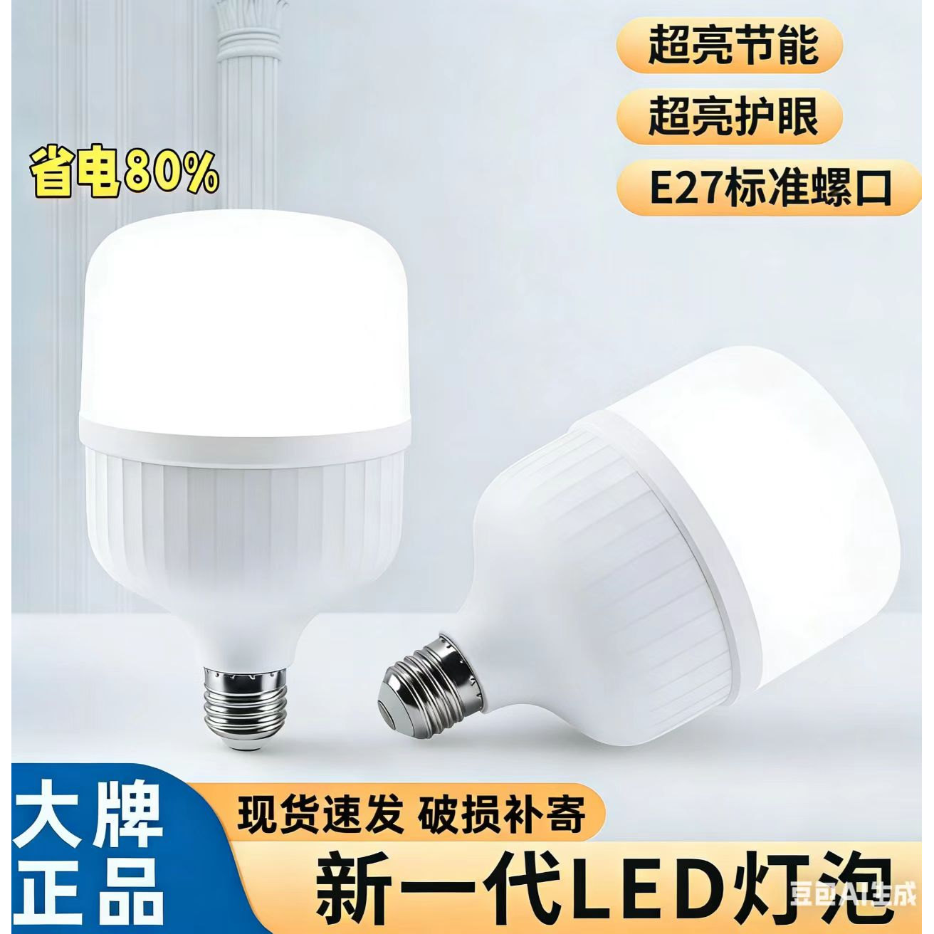 led球泡家用E27螺口螺旋节能灯白光无频闪大功率