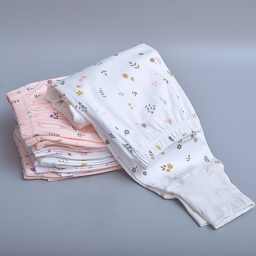 100%纯棉秋裤女加厚款打底高腰线裤中老年人衬裤秋冬款保暖棉毛裤