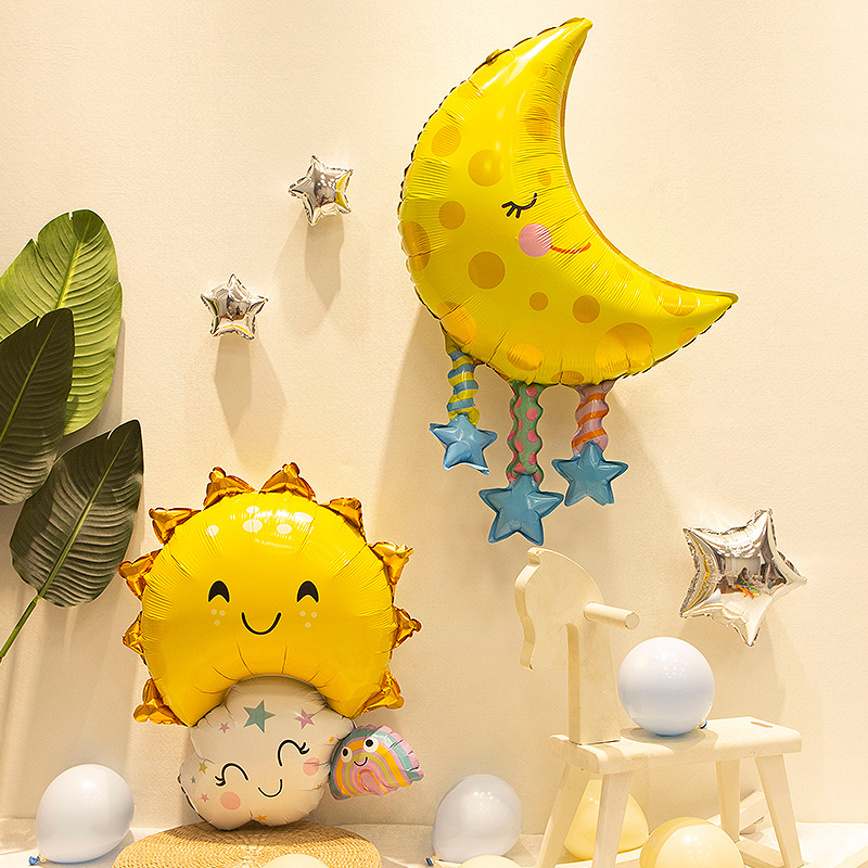 网红ins太阳月亮铝膜气球儿童宝宝生日派对装饰拍照道具场景布置