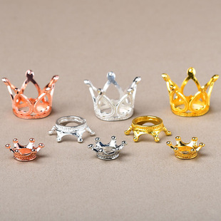 跨境饰品合金迷你小皇冠水晶球底座玉石原石款式展示架台家居摆件