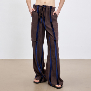 春夏丝绒拼条口袋工装 Patch 休闲长裤 Stripe Cargo Velvet 蜕幕
