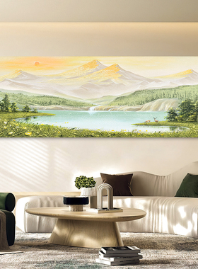 HESD.ART手绘油画《旭日东升》东墙山水挂画客厅背景墙壁画装饰画