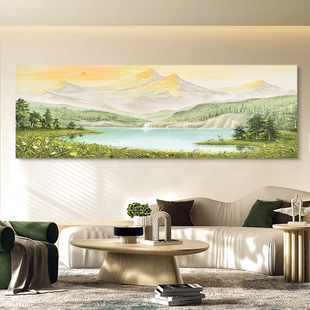 HESD.ART手绘油画《旭日东升》东墙山水挂画客厅背景墙壁画装饰画