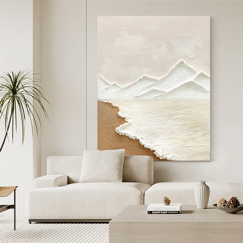 YB.ART纯手绘油画《雨烟》侘寂奶油风装饰画客厅挂画玄关肌理抽象