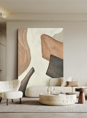 GY.ART原创《如愿》橙色块纯手绘油画抽象肌理挂画客厅现代装饰画