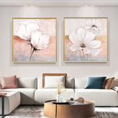 手绘抽象油画餐厅卧室客厅装 饰画三联现代简约北欧抽象挂画花卉