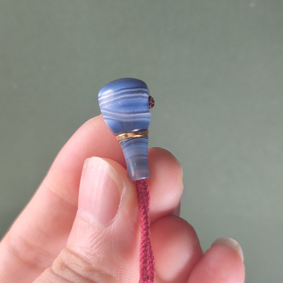 天然蓝沁缠丝玛瑙三文鱼三通佛头文玩佛珠手串DIY配饰配件天珠