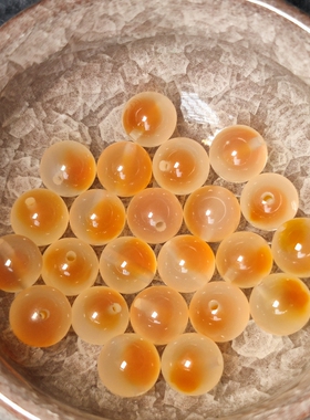 天然橙橙色冰透糖心玛瑙散珠DIY手工串珠手链项链编织手链单珠