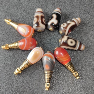 一物一图藏式文玩佛珠手串配饰玛瑙天珠三通佛头diy百香籽配饰