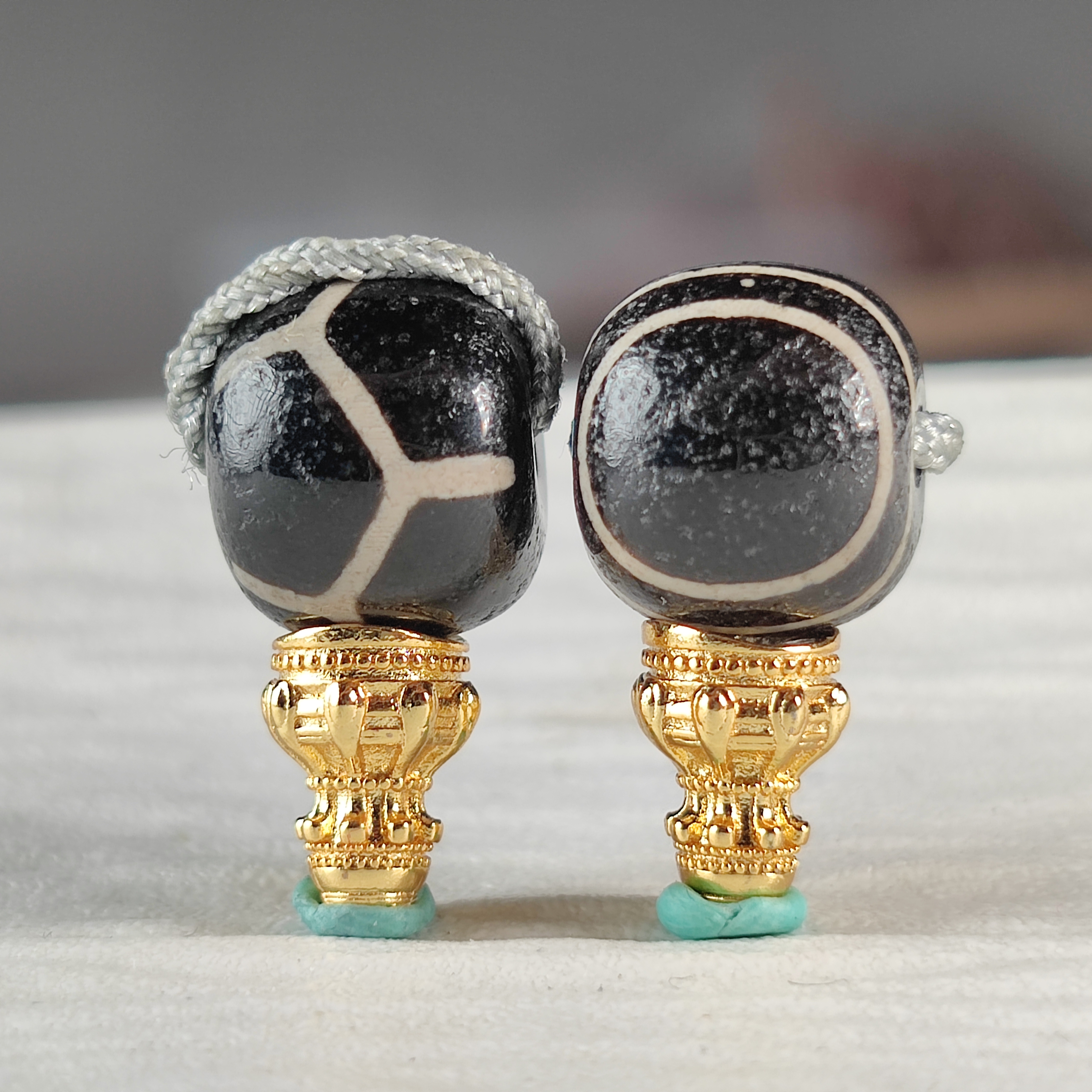 西藏药师天珠佛头藏式菩提佛珠念珠手串鬼眼三通配饰手作diy配件