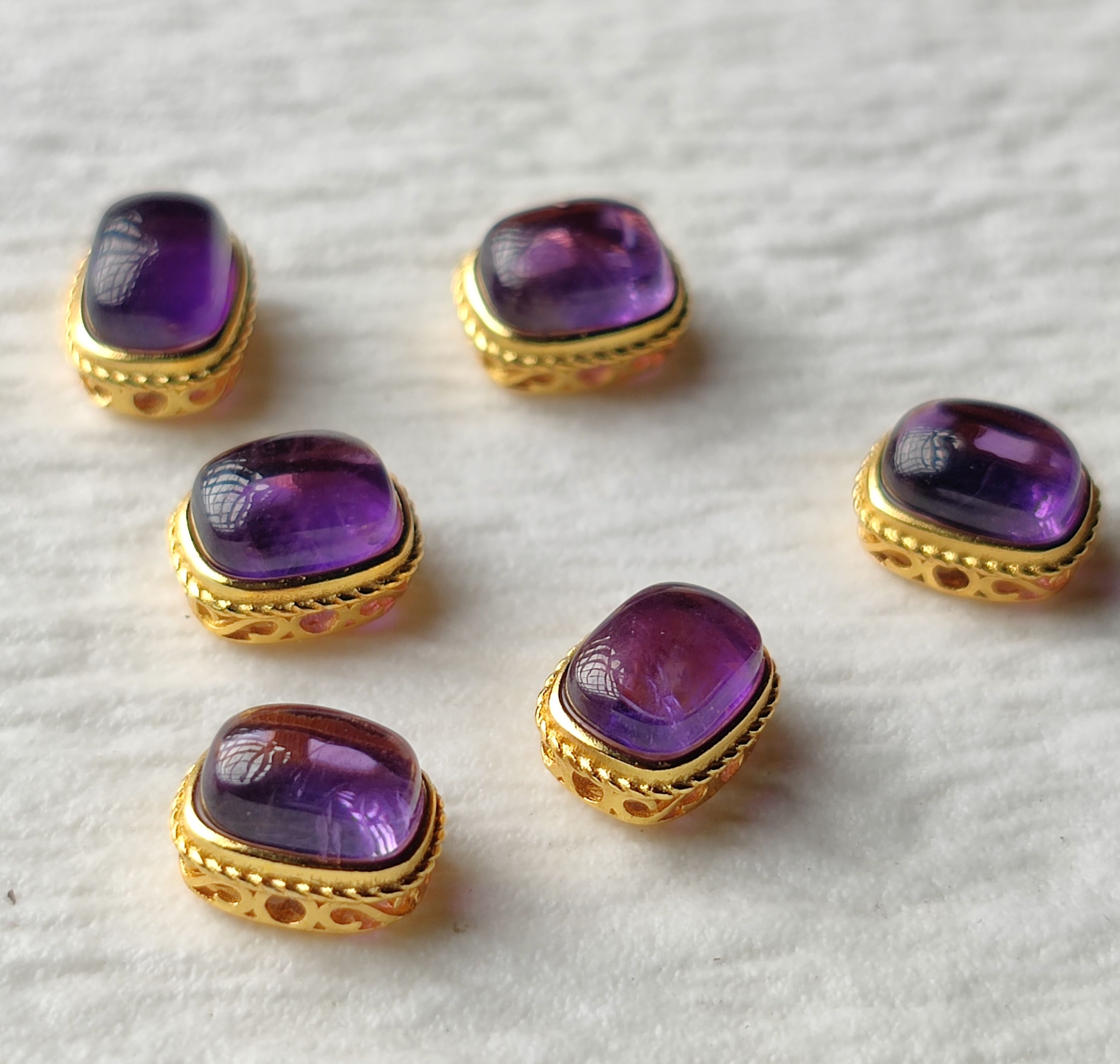 天然紫水晶镶嵌隔珠散珠手工diy手链项链串珠材料配件饰品