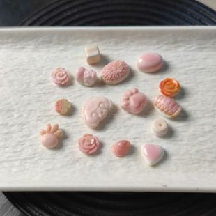 天然女王贝雕刻爱心玫瑰富甲如意花手工diy手链项链配件材料