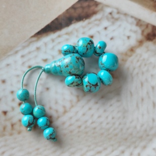 十堰高瓷仿绿松菱镁矿三通佛头套装手串散珠圆珠桶珠金刚星月配饰