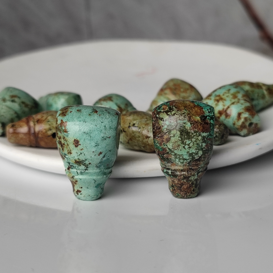 天然加瓷绿松石三通散珠配珠多宝手串手链配饰DIY配件文玩