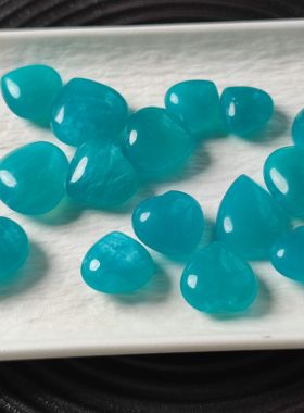 冰种天河石爱心水滴亚马逊石吊坠蓝绿色水晶蛋面玉化挂坠通孔配饰