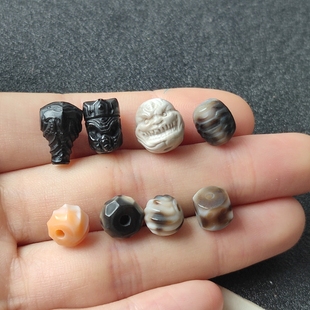 藏传珠改系天珠玛瑙雕刻件三通富甲文玩背云配饰隔珠手串项链diy