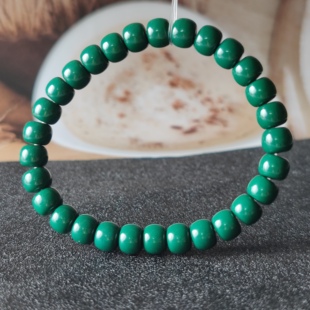 伴生矿优化绿松石老型直切桶珠手链手串男女款文玩单圈手链