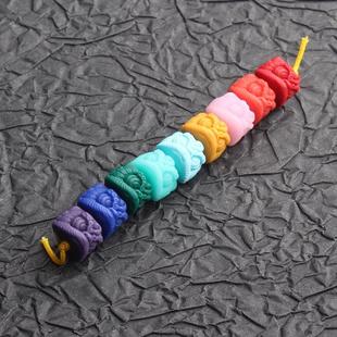 藏式雕刻阿呆料器配珠腰珠顶珠DIY半成品散珠配件文玩佛珠饰品