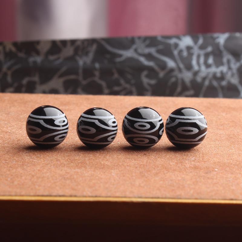 黑白一二三四五六七八九眼天珠单珠 藏式diy玛瑙手工散珠锁骨佛珠