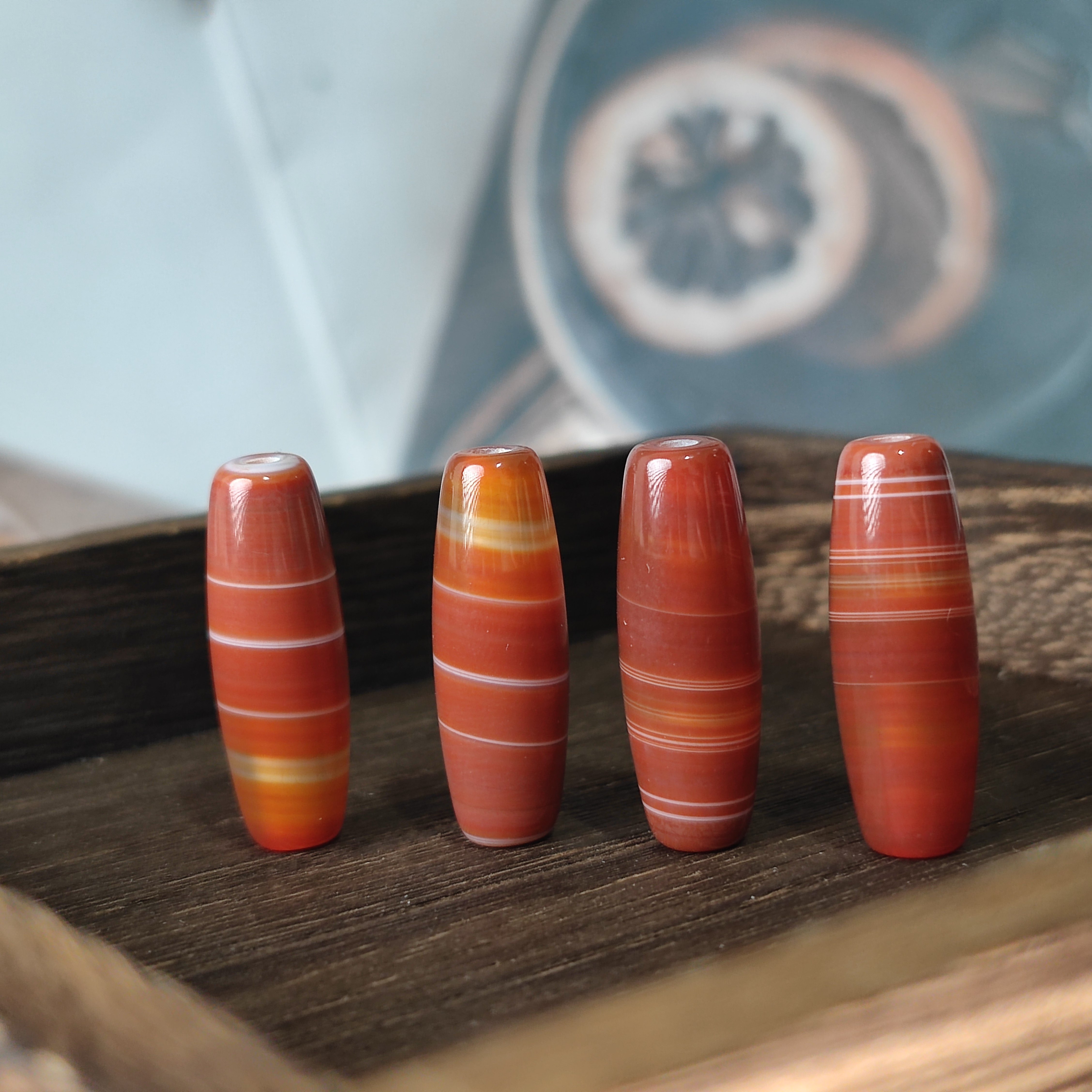 天然红缠丝玛瑙天珠线珠勒子藏式文玩念珠项链手串星月菩提配饰