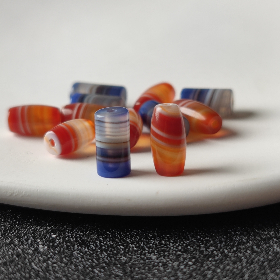 天然缠丝玛瑙桶珠米珠隔珠DIY手串手链配饰配珠配件饰品散珠