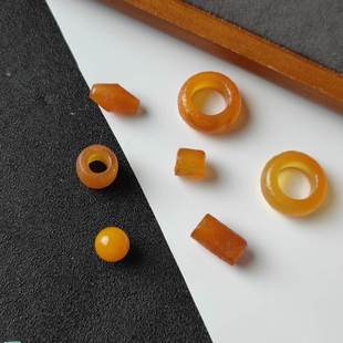 天然橘皮老玛瑙黄玛瑙包浆大孔道跑环桶珠直切老型散珠手串配饰