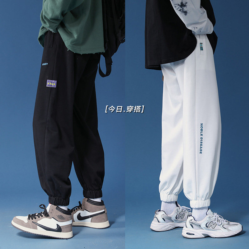 秋季卫裤男韩版潮流宽松束脚休闲九分裤ins港风潮牌学生运动裤子