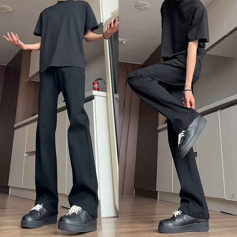 黑色弯刀牛仔裤男款春秋美式高街vibe裤子修身提裆窄版微喇直筒裤,男装,卫裤,淘宝优惠券,粉丝福利购,淘宝优惠卷