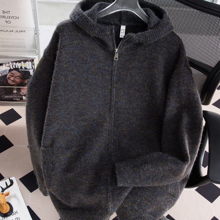 秋冬季加厚开衫拉链毛衣男