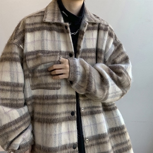 男装 毛呢大衣男秋冬新款 潮外套情侣短款 韩版 呢子大衣 加厚毛呢西装