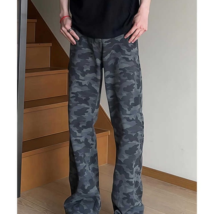 美式复古迷彩牛仔裤男款