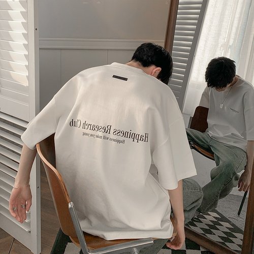 美式oversize白T恤短袖男高街
