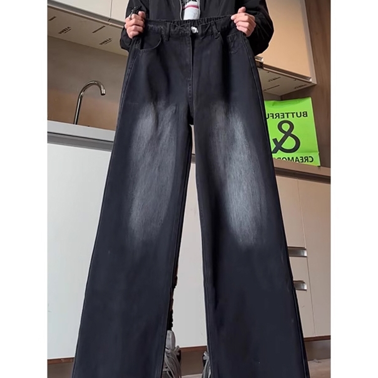 水洗黑弯刀牛仔裤男春秋季