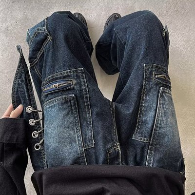 重工解构拼接牛仔裤男美式高街