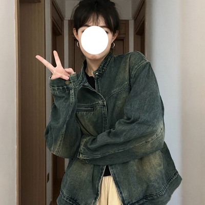 牛仔外套复古水洗做旧牛仔夹克