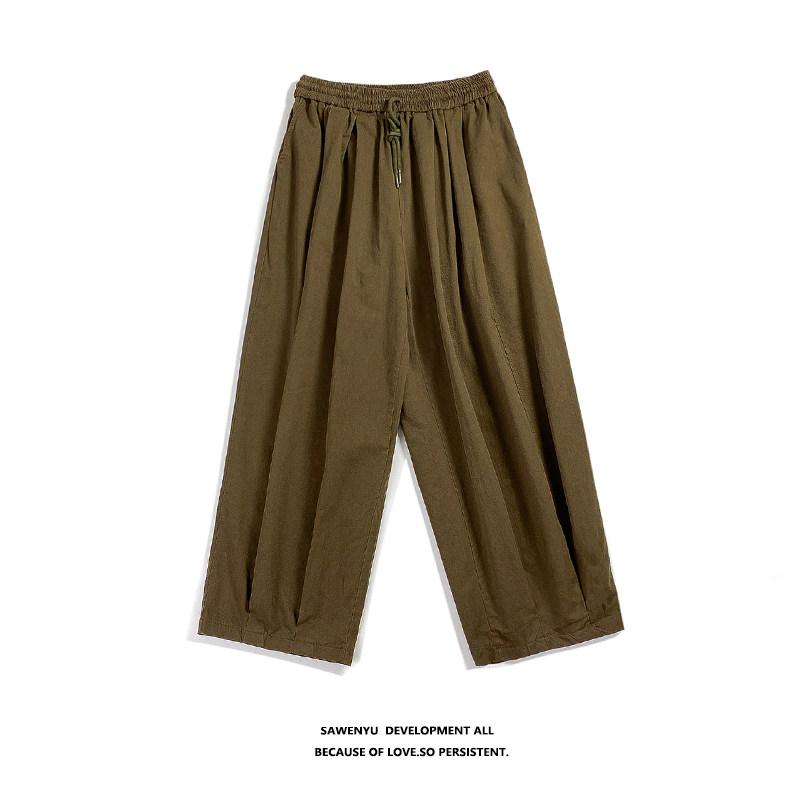 JAPANESE CARGO PANTS MENS TRENDY BRAND VERSATILE WIDE-LEG PANTS AUTUMN INS HONG KONG STYLE LOOSE RETRO MENS STRAIGHT-LEG SLACKS
