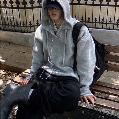 日系连帽针织衫外套男女