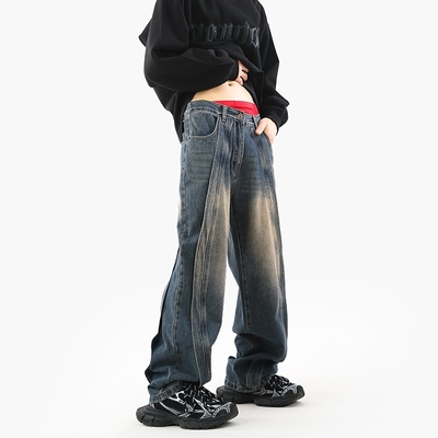 痞帅潮男裤子直筒阔腿休闲